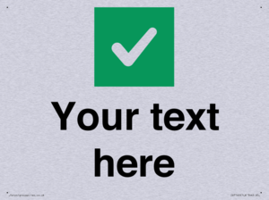 Custom plain background, green square with tick sign